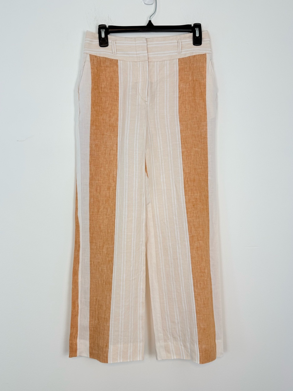 Anthropologie ETT:TWA Wide Leg Linen Beach Pants. Orange/Peach Stripes. Size 0.
